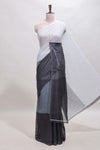 Borderless multi color dual shade plain linen cotton saree with contrast blouse