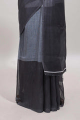 Borderless multi color dual shade plain linen cotton saree with contrast blouse