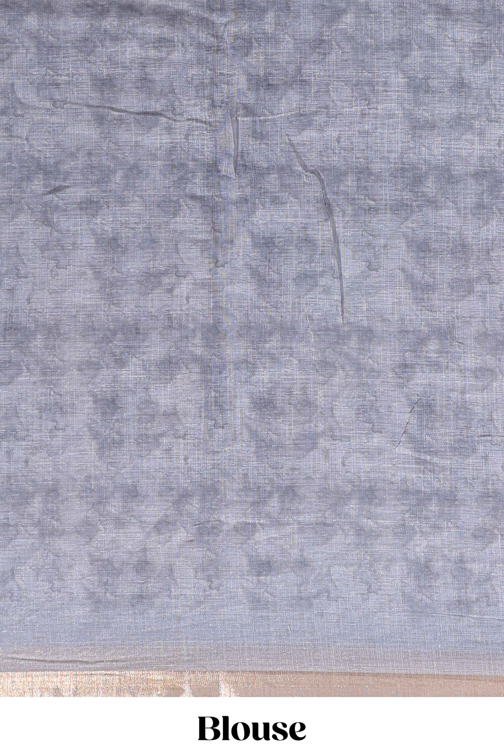 Grey floral design linen cotton saree with self zari border and matching blouse