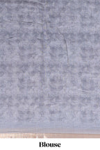 Grey floral design linen cotton saree with self zari border and matching blouse