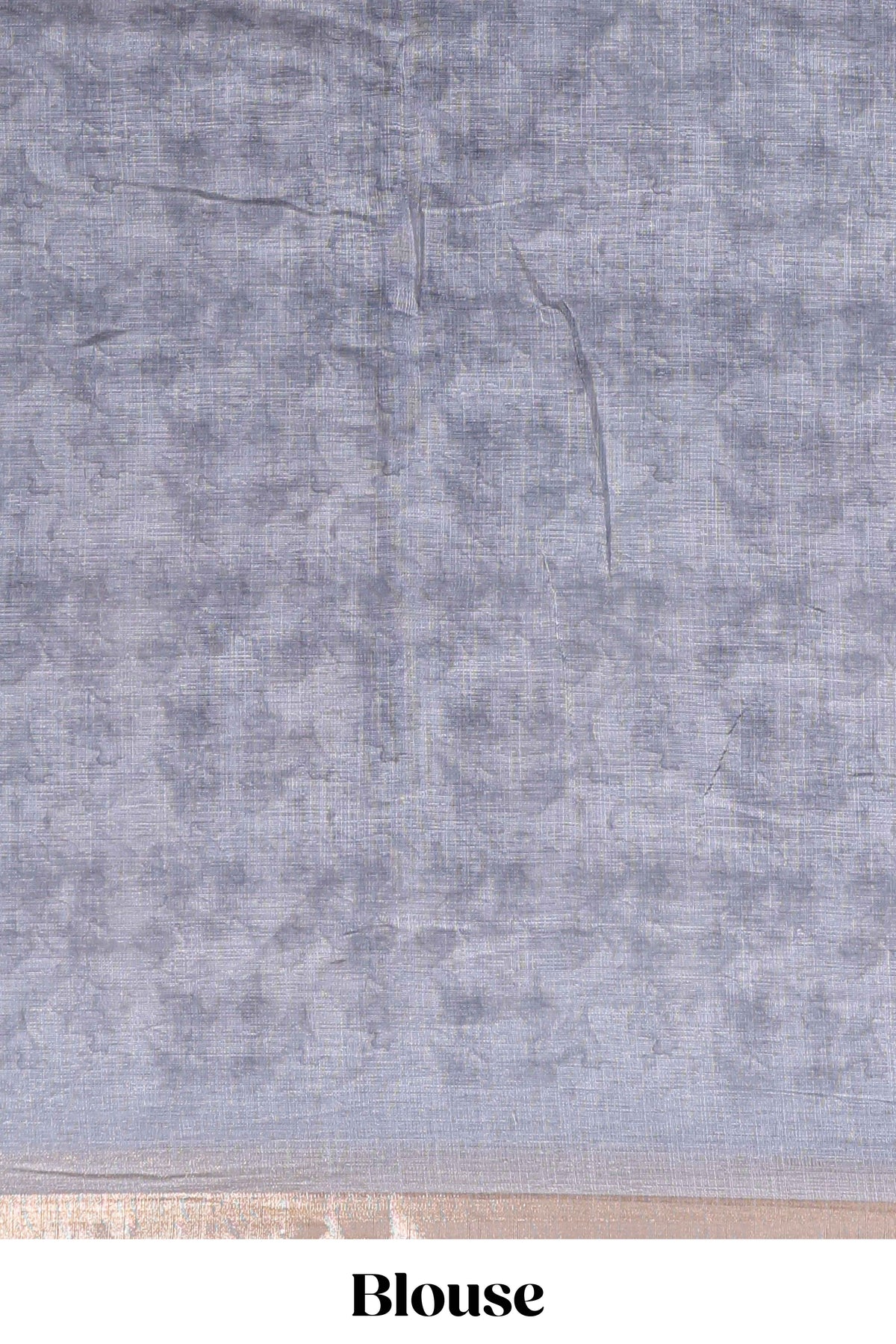 Grey floral design linen cotton saree with self zari border and matching blouse