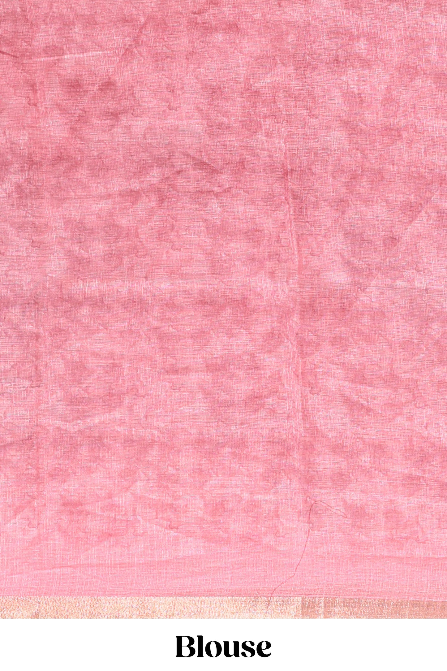 Pink floral design linen cotton saree with self zari border and matching blouse