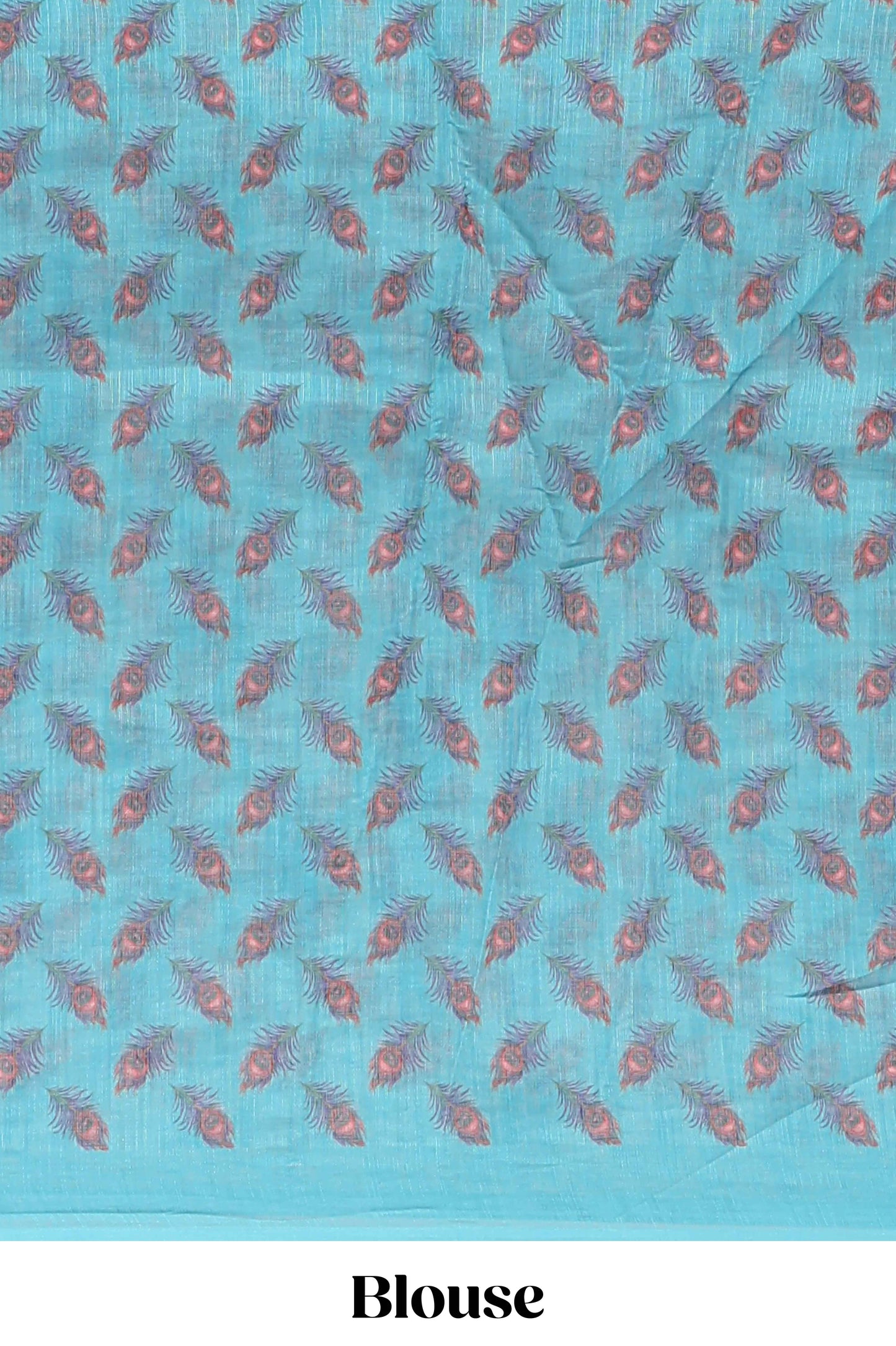 Sky blue floral design linen cotton saree with self zari border and matching blouse