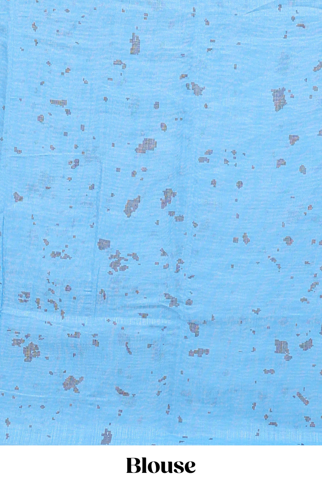 Orange floral design linen cotton saree with self zari border and contrast blouse