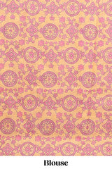 Pink shibori design linen cotton saree with contrast zari border and printed blouse
