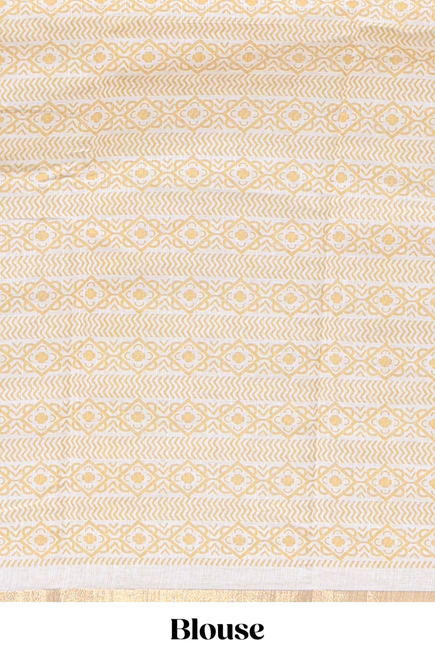 White checked mandala art design linen cotton saree with self zari border and matching blouse
