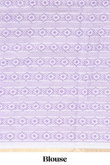 White checked mandala art design linen cotton saree with self zari border and matching blouse