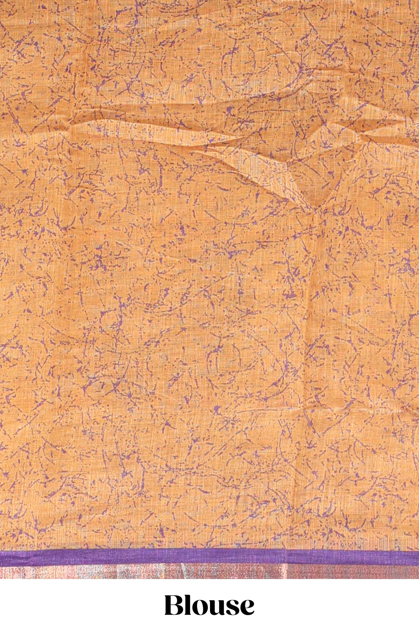 Violet striped & leaf design linen cotton saree with self zari border and contrast blouse
