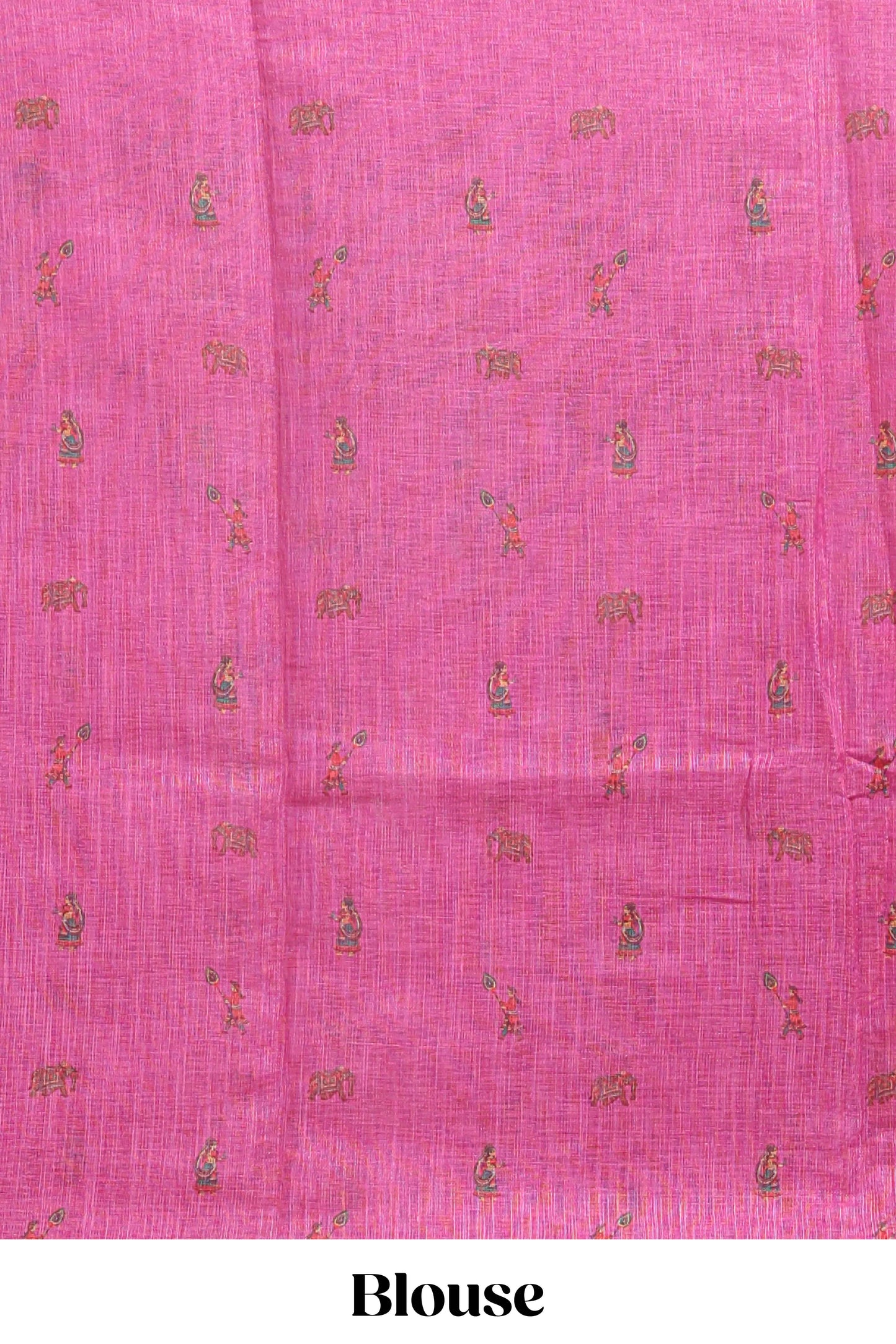 Borderless pink kalamkari style pattachitra art design linen cotton saree with matching blouse