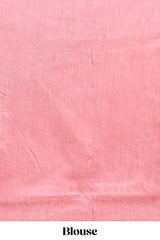 Borderless pink floral design linen cotton saree with matching blouse
