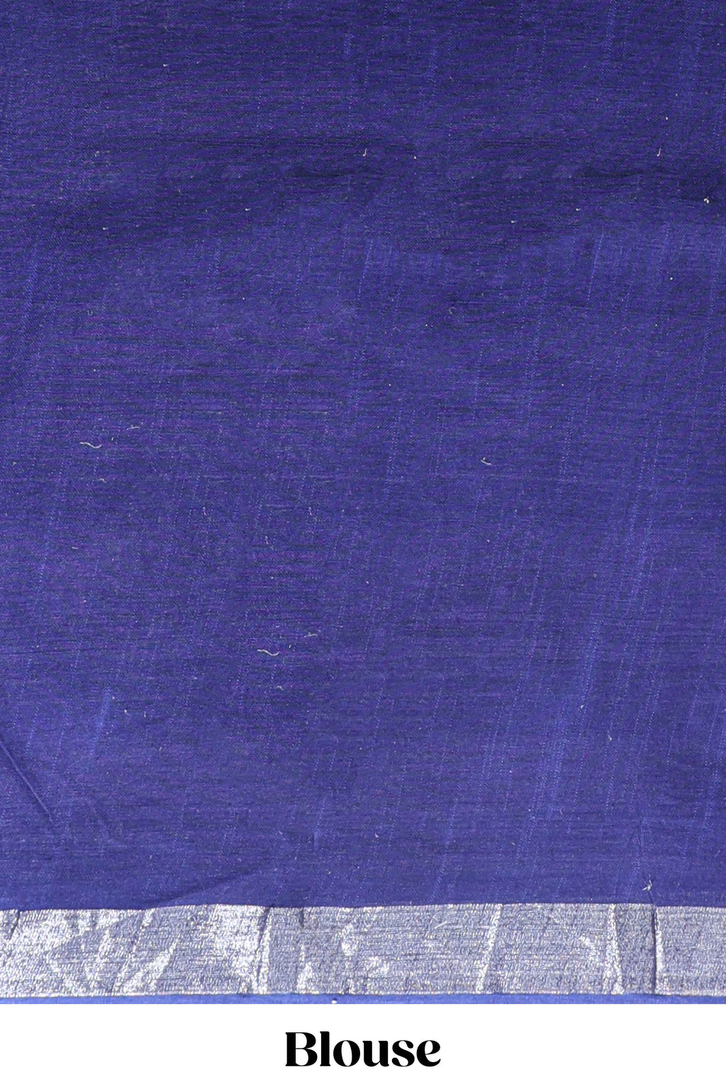 Blue floral design linen cotton saree with self zari border and matching plain blouse