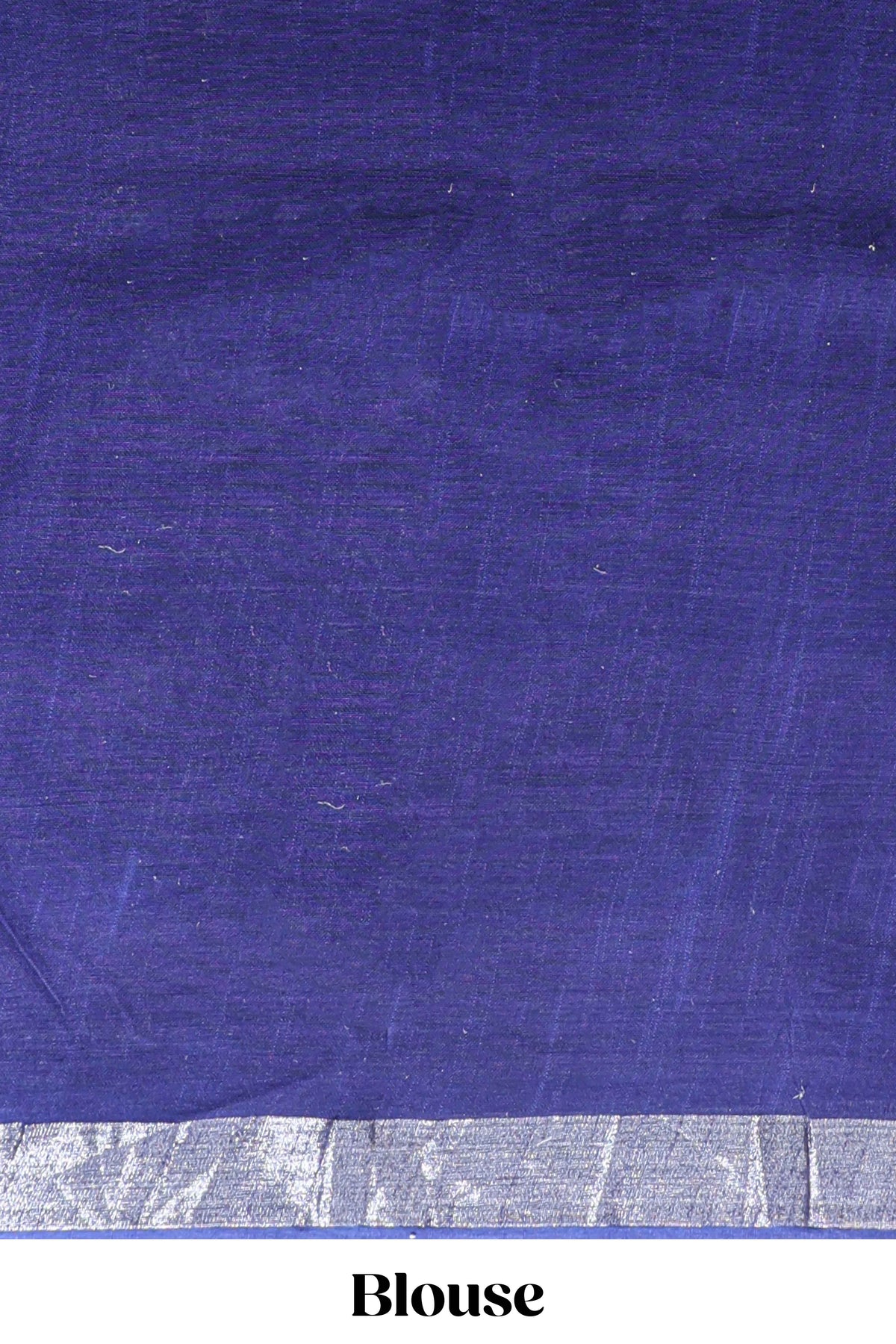 Blue floral design linen cotton saree with self zari border and matching plain blouse
