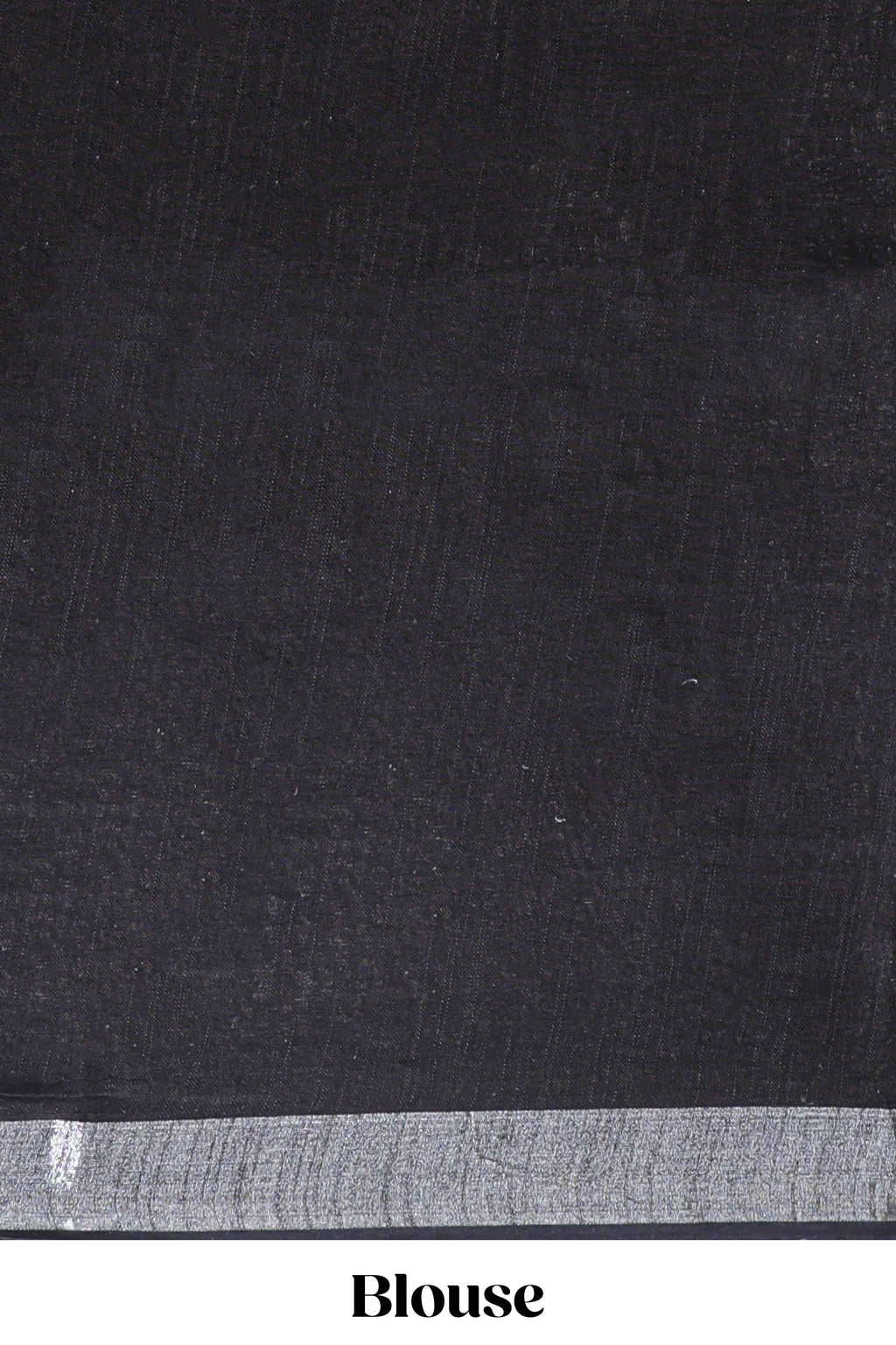 Black floral design linen cotton saree with self zari border and matching plain blouse