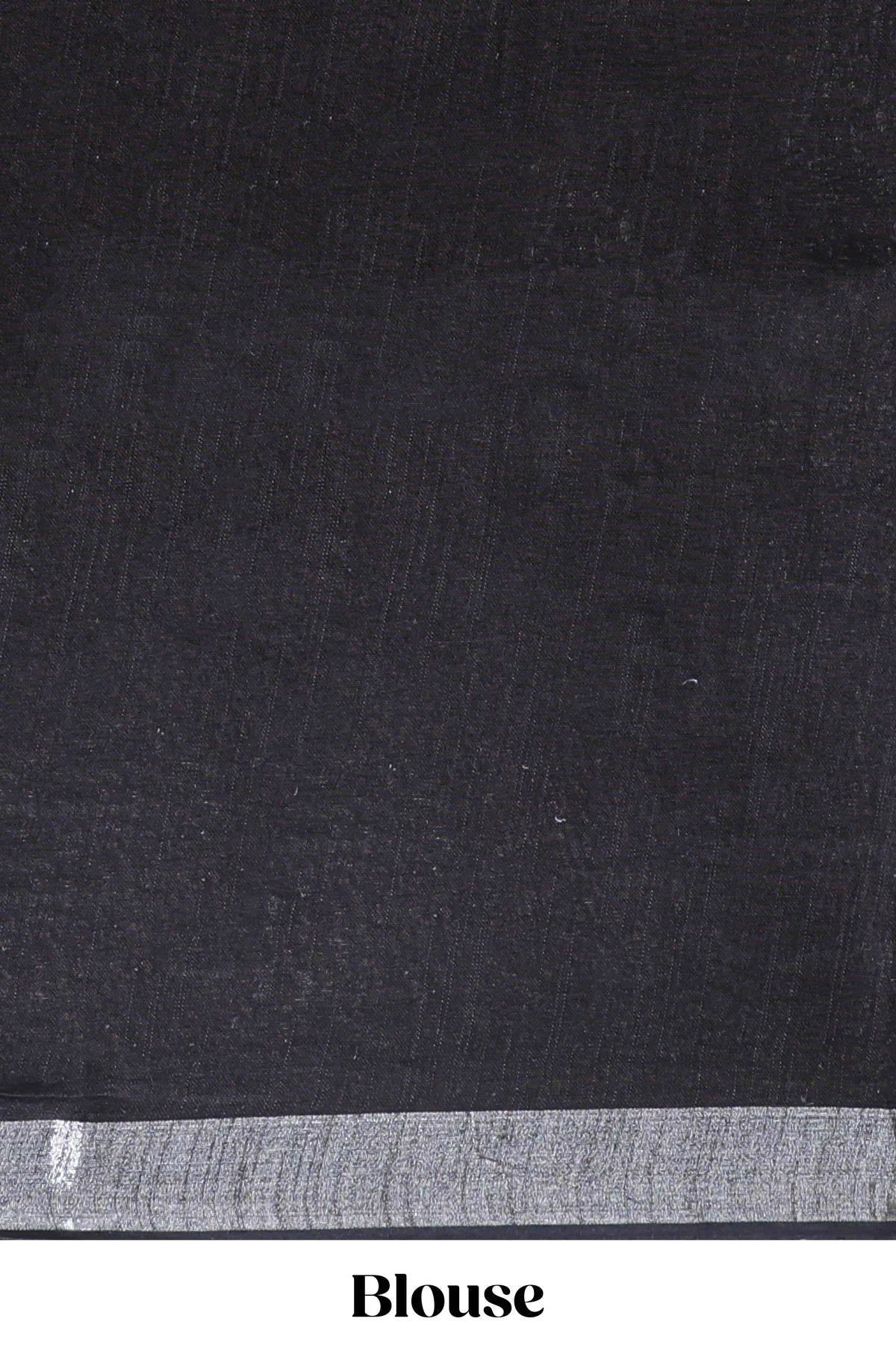 Black floral design linen cotton saree with self zari border and matching plain blouse