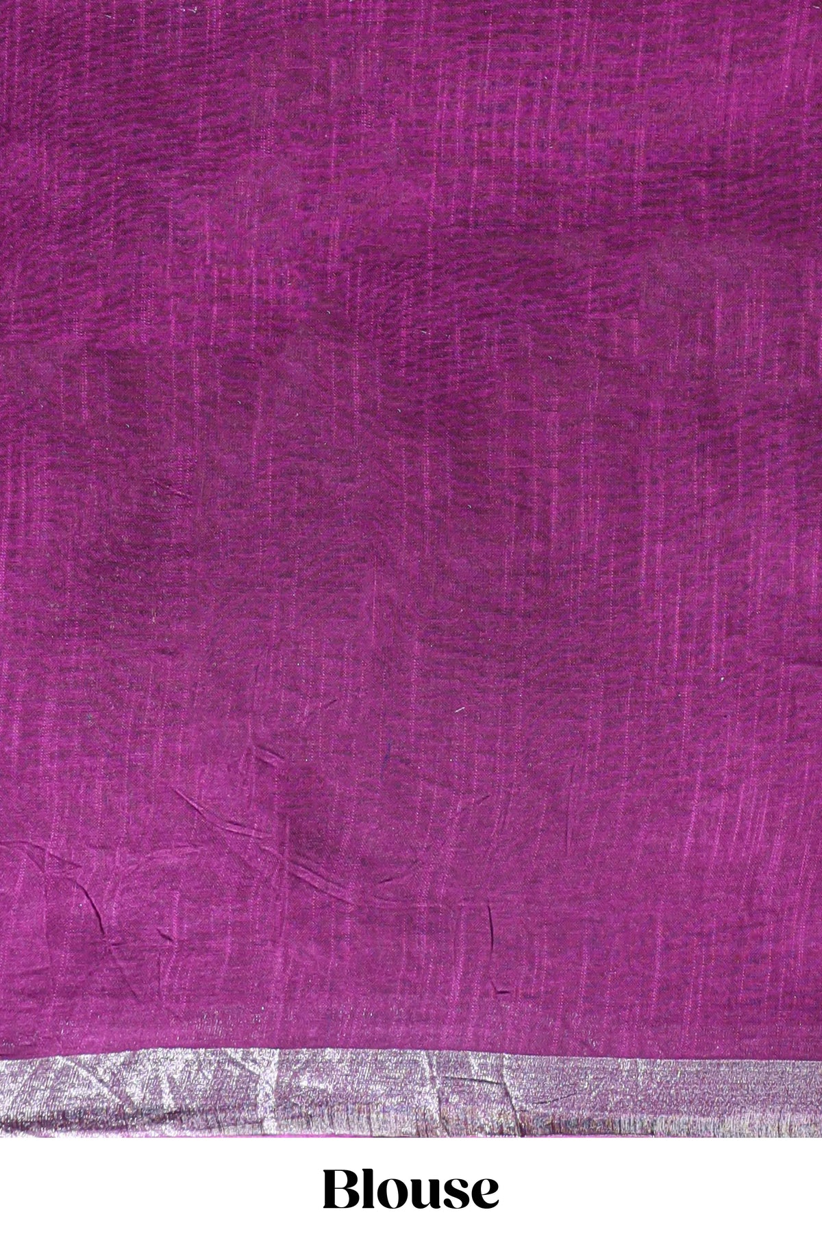 Purple floral design linen cotton saree with self zari border and matching plain blouse