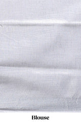 Grey abstract line scribble design linen cotton saree with self zari border and matching plain blouse