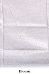 Pink abstract line scribble design linen cotton saree with self zari border and matching plain blouse