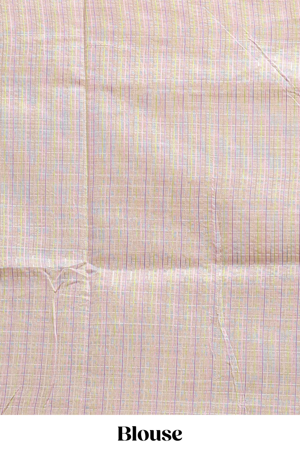 Sandal checked floral design linen cotton saree with self zari border and matching blouse