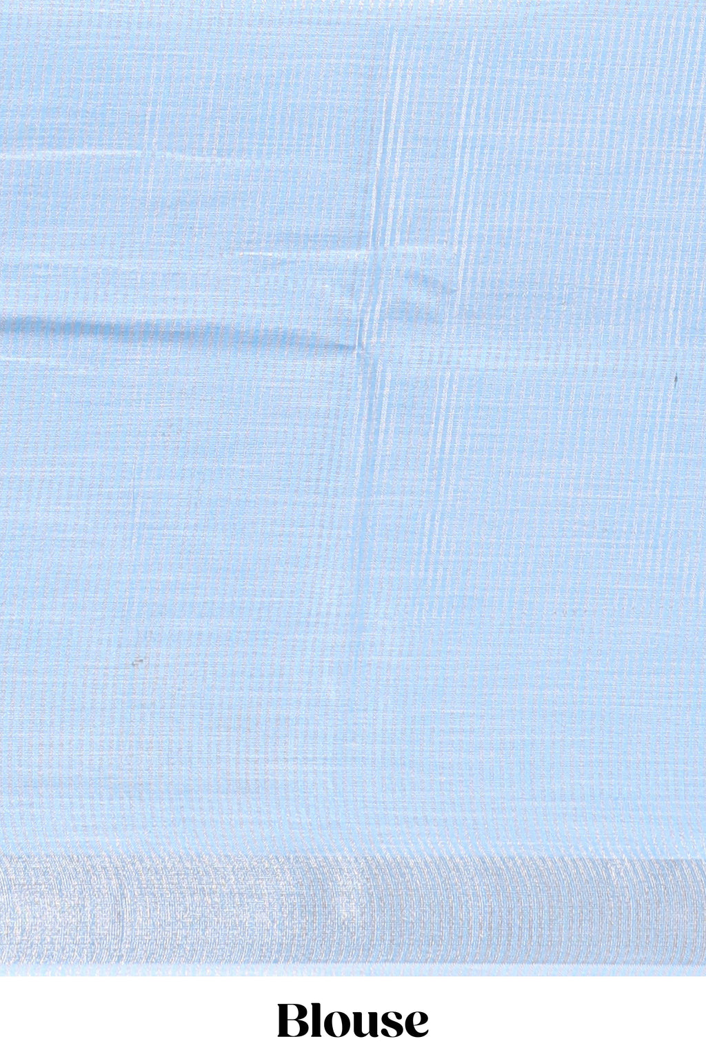 Blue embroidery floral design linen cotton saree with self zari border and matching blouse