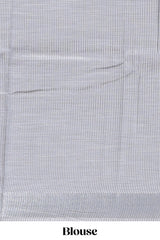 Grey embroidery floral design linen cotton saree with self zari border and matching blouse