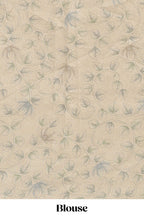 Cream floral design linen cotton saree with self zari border and matching printed blouse