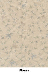 Cream floral design linen cotton saree with self zari border and matching printed blouse