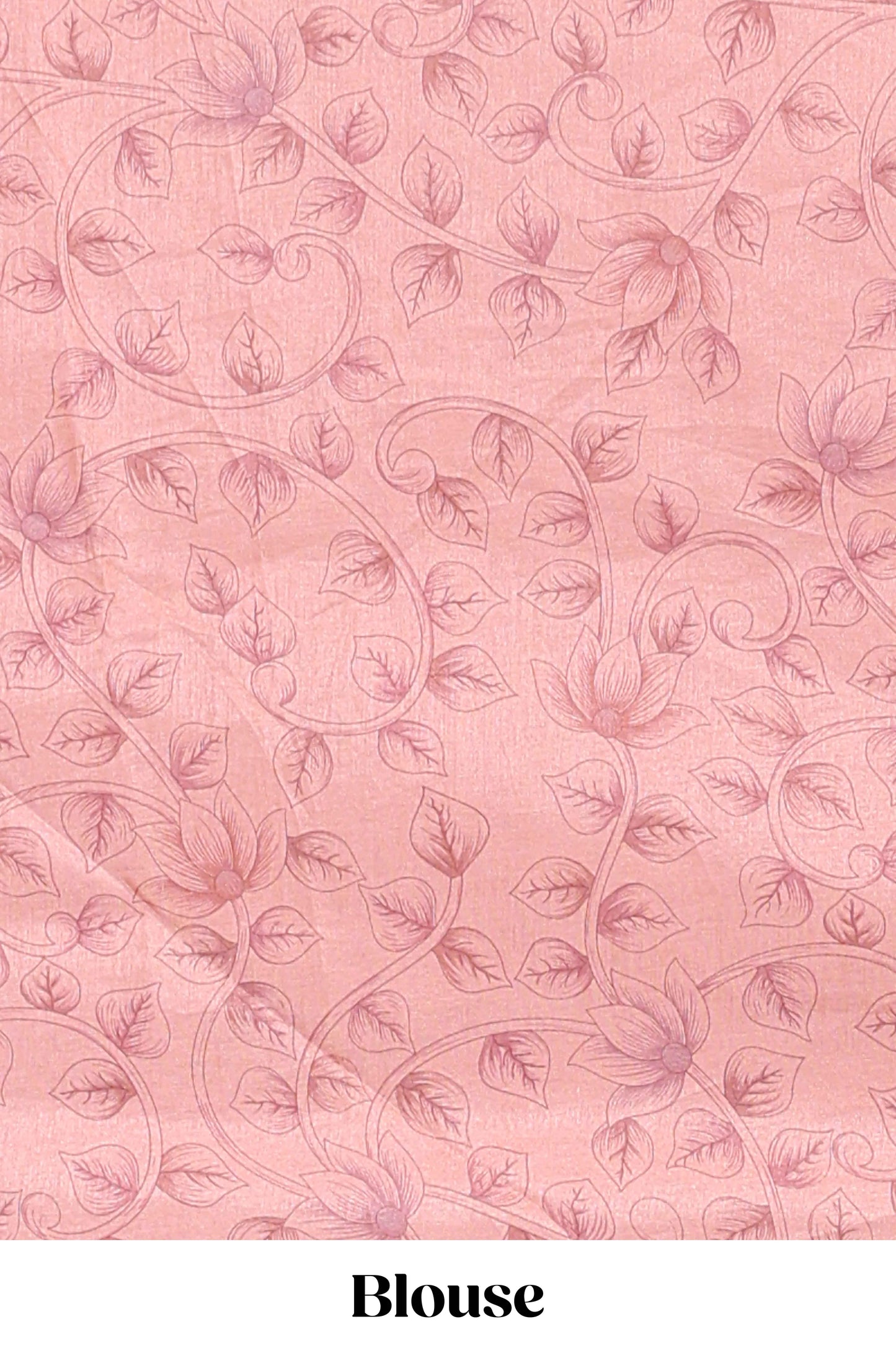 Cream floral design linen cotton saree with self zari border and contrast printed blouse