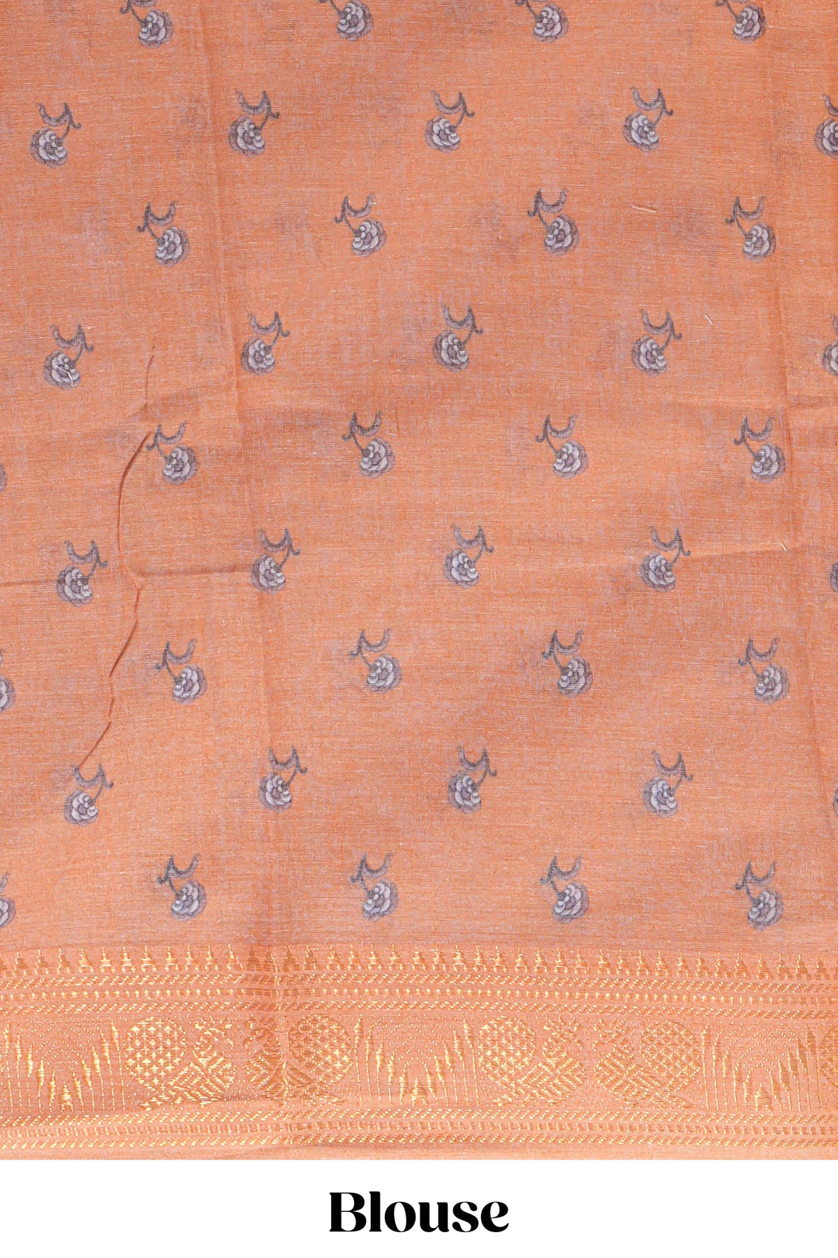 White with orange linen cotton saree with multicolour  floral vine print with a contrast border and printed pallu along with printed blouse