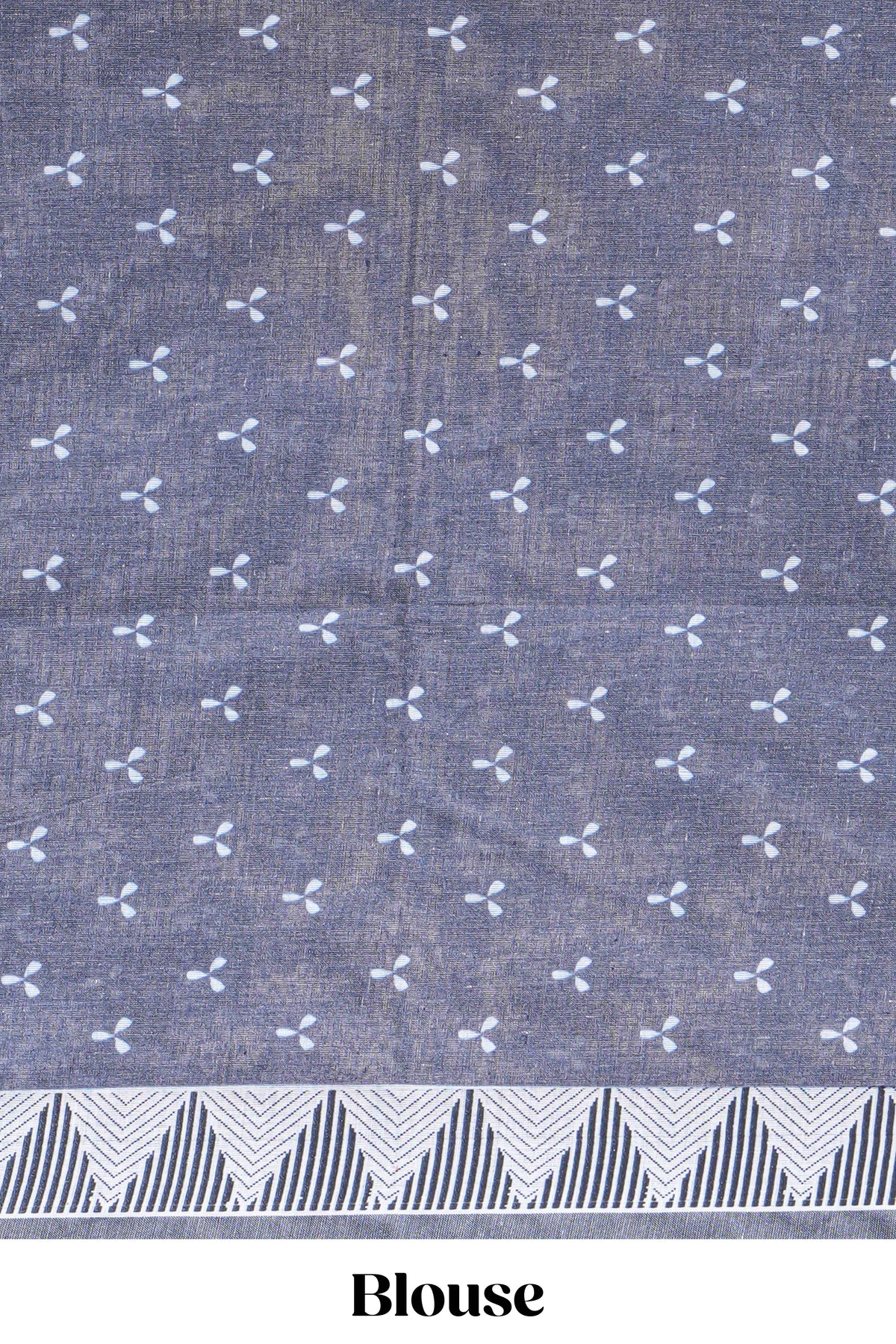 Brown linen small dotted elephant and floral motifs contrast border and printed pallu with geometric patterns and tassel detailing along with printed blouse