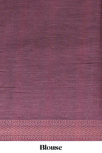 Multicolor Linen Saree With Vertical Stripe Patterns, Traditional Floral Motifs, Intricate Printed Borders And Contrast Blouse Piece