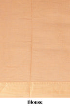 Linen saree with a orange colour  featuring floral patterns with a contrast  floral printed pallu and zari border with tassel along with contrast blouse