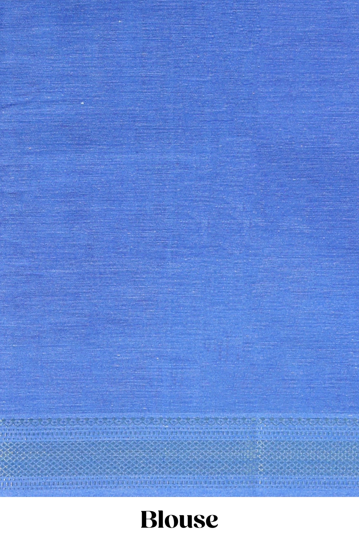 Blue  linen cotton saree chevron printed with floral printed border and plain blouse