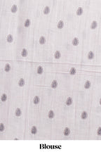 Lavender color linen saree with floral and geometric prints multicolour floral border and  printed pallu with tassels with a contrast blouse piece