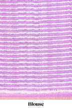 Blue geometric butta design linen cotton saree with contrast border and chevron design pallu