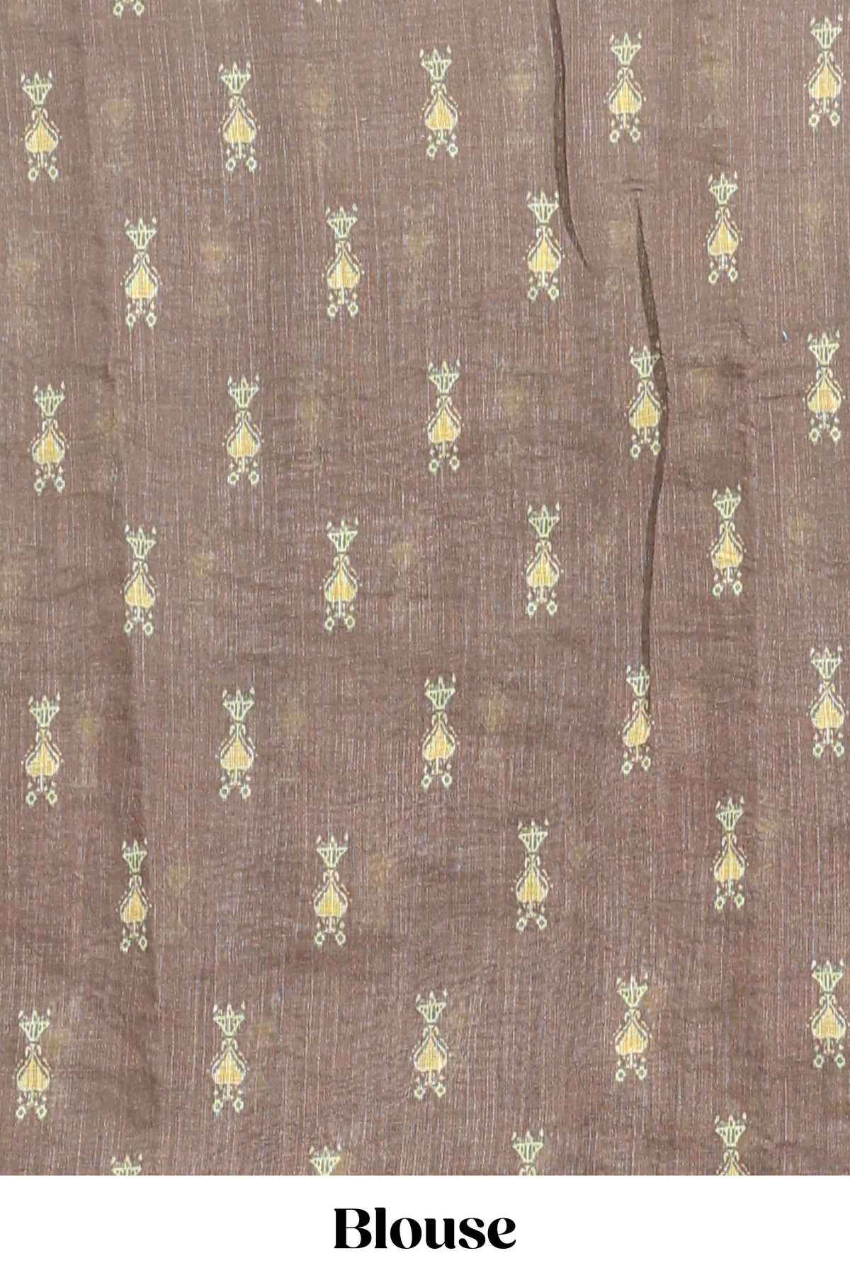 Green geometric ikkat design linen cotton saree with contrast zari border and printed blouse