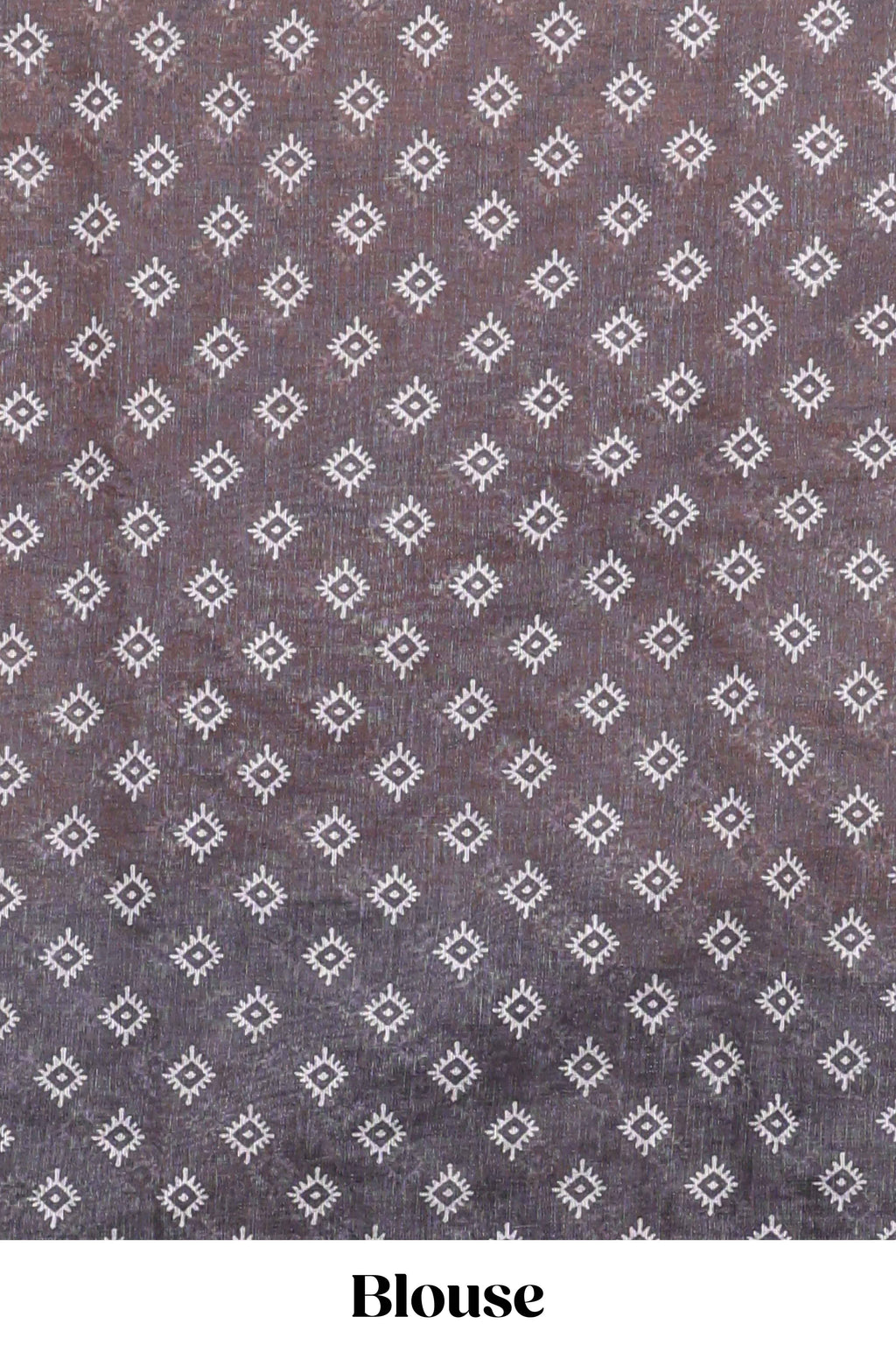 Violet crack design linen cotton saree with contrast zari border and printed blouse