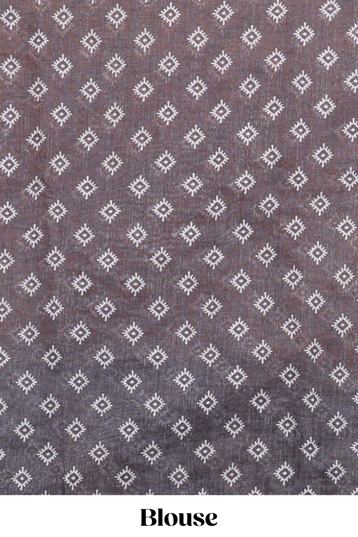 Violet crack design linen cotton saree with contrast zari border and printed blouse