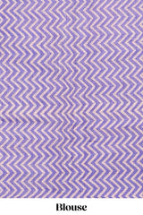 Violet round butta design linen cotton saree with self zari border and chevron printed blouse