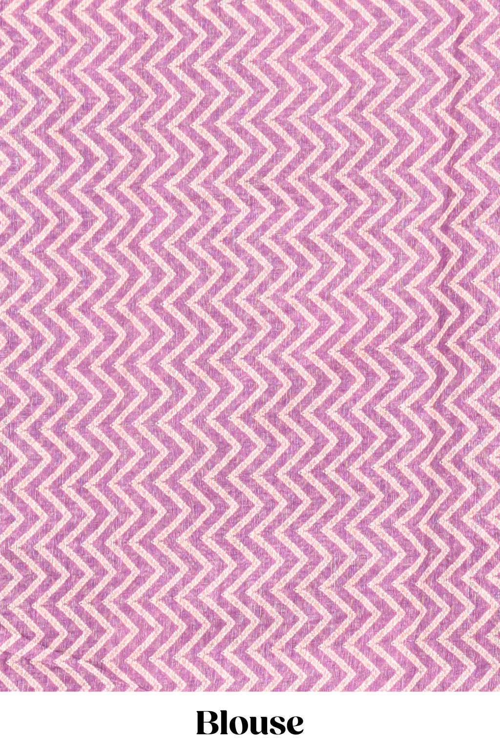 Purple round butta design linen cotton saree with self zari border and chevron printed blouse