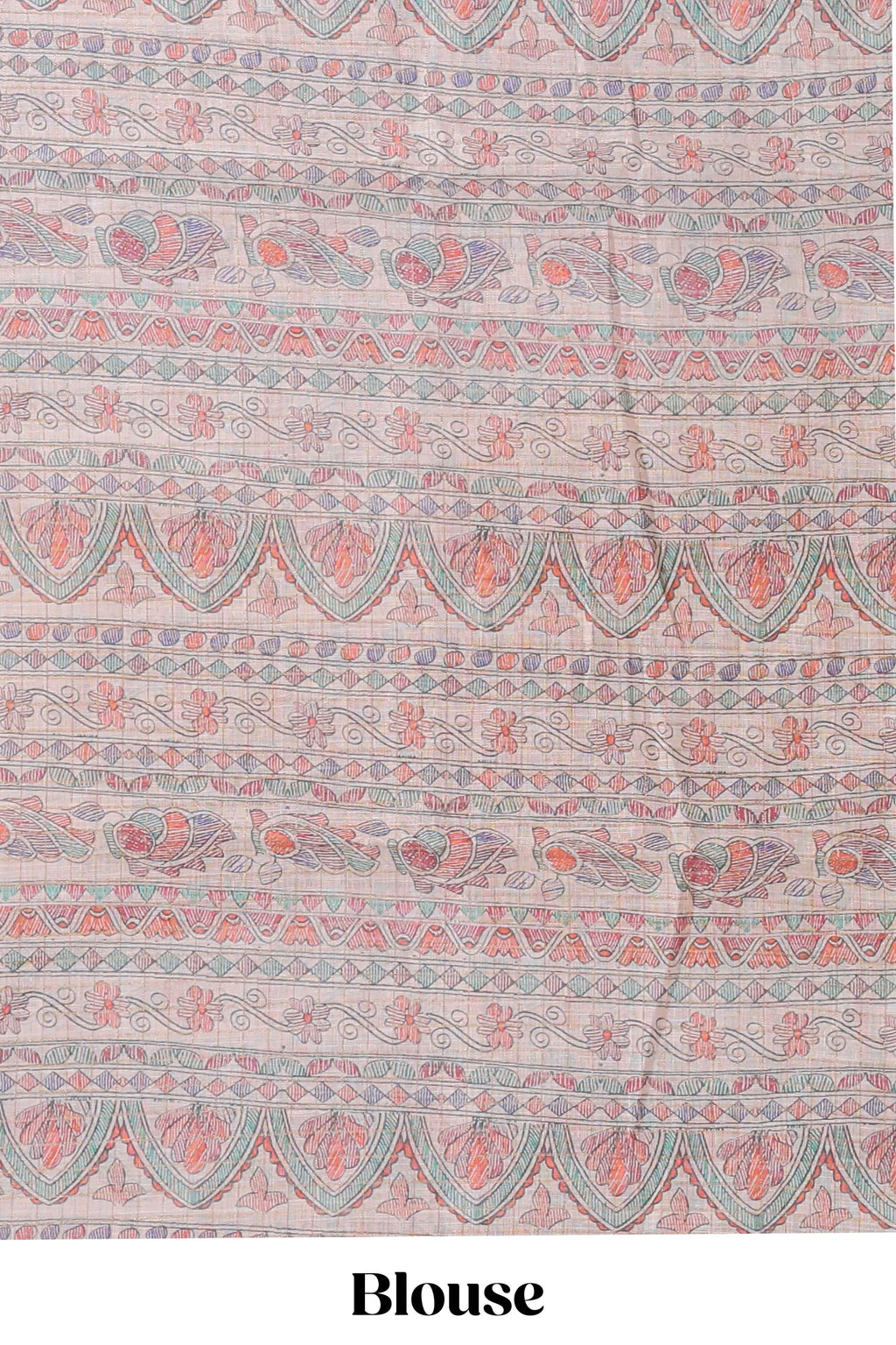 Magenta checked motifs design linen cotton saree with contrast zari border and printed blouse