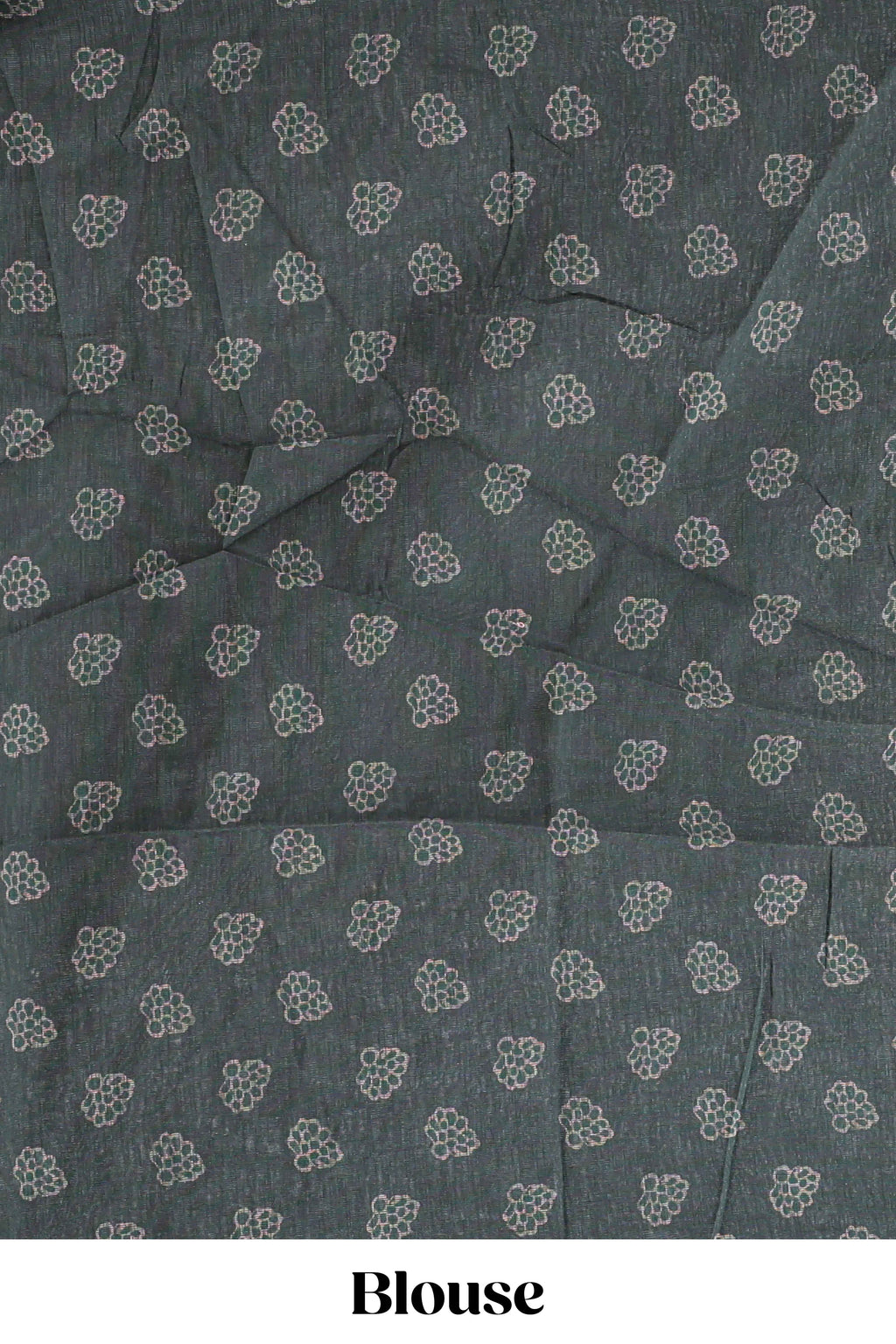 Bottle green floral vines design linen cotton saree with self zari border and matching motifs blouse
