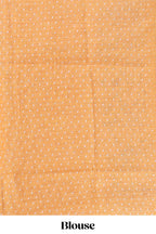 Mustard yellow checked motifs bottom floral & birds design linen cotton saree with self zari border and matching checked blouse