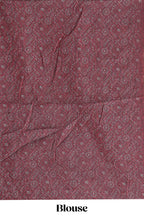 Grey warli tribe design linen cotton saree with contrast zari border and printed blouse