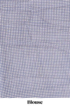 Blue mirror work embroidery checked design linen cotton saree with self zari border and matching checked blouse