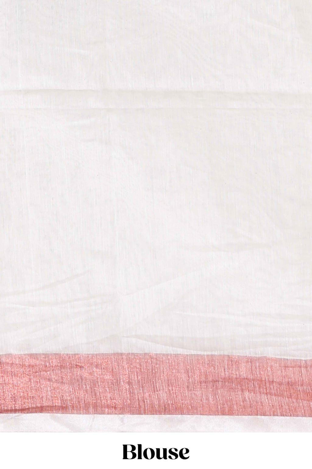 White floral design linen cotton saree with contrast border and matching blouse