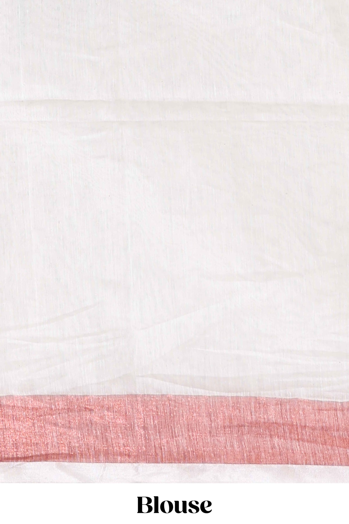 White floral design linen cotton saree with contrast border and matching blouse