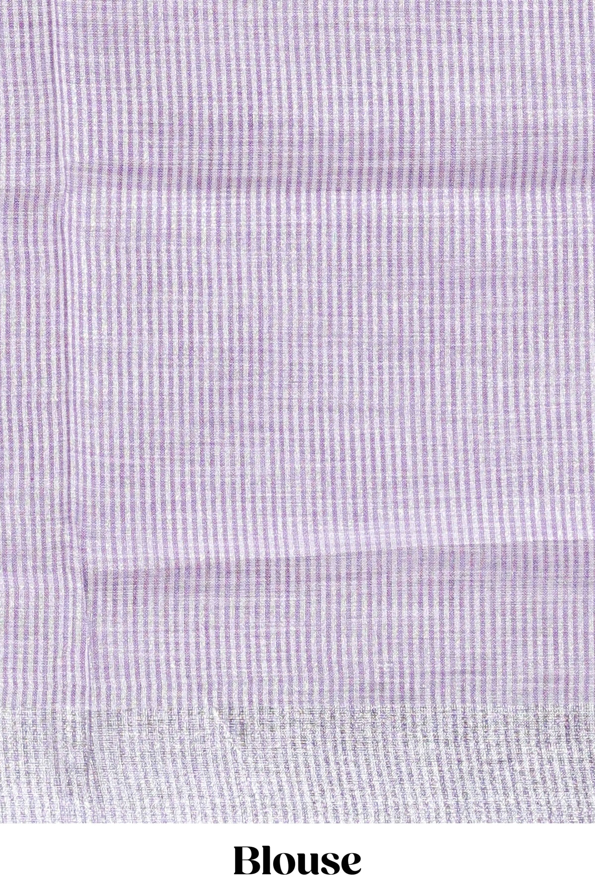 Lavender unique motifs design linen cotton saree with self border and striped blouse