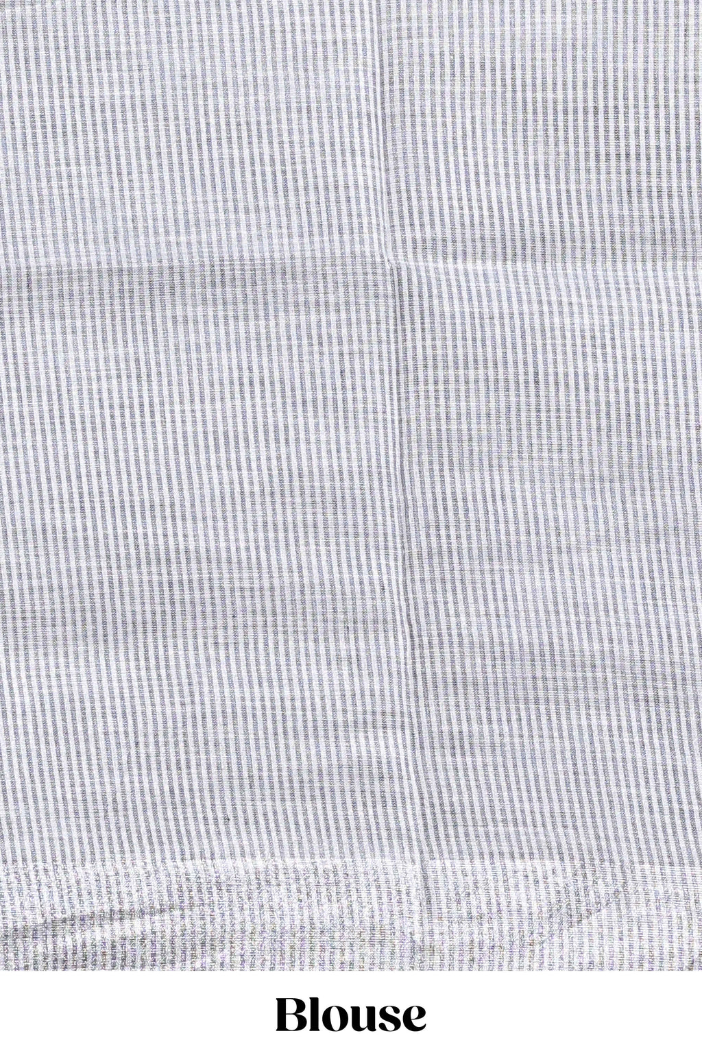 Grey unique motifs design linen cotton saree with self border and striped blouse