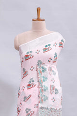 Light pink traditional home theme design linen cotton saree with contrast border and matching blouse