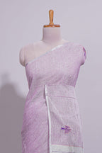 Pink unique motifs design linen cotton saree with self border and plain blouse